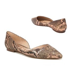 Sam Edelman Rodney Pointed Toe D’Orsay Snakeskin Flats Size 8.5